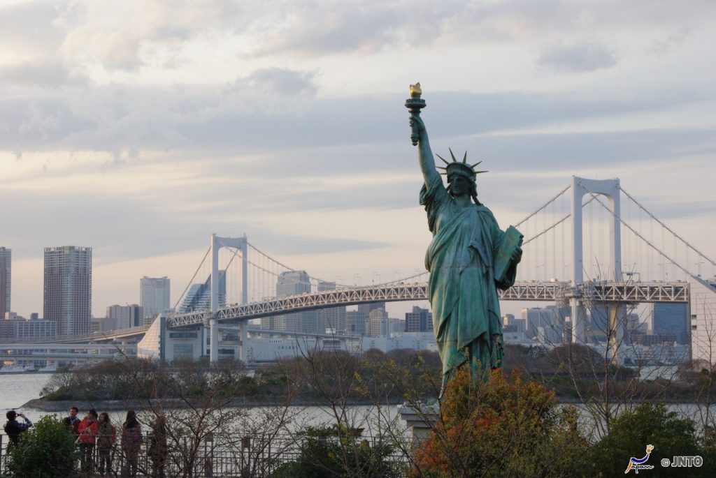 Rainbow bridge and the Statue of Liberty
