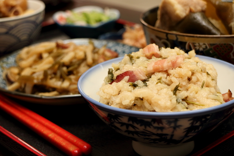 Fuchiba jushi, um risoto feito com bacon e artemísia okinawa_02