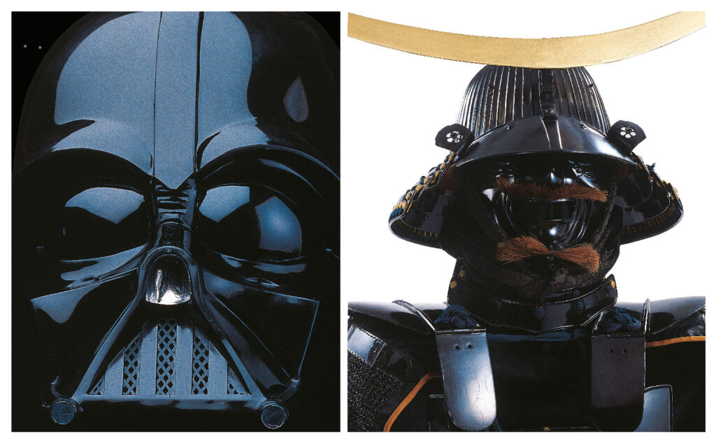 O kabuto (capacete) e o mempo (máscara) do senhor feudal Date Masamune: as peças dos samurais foram as fontes de inspiração de Lucas para criar o visual assustador de Vader