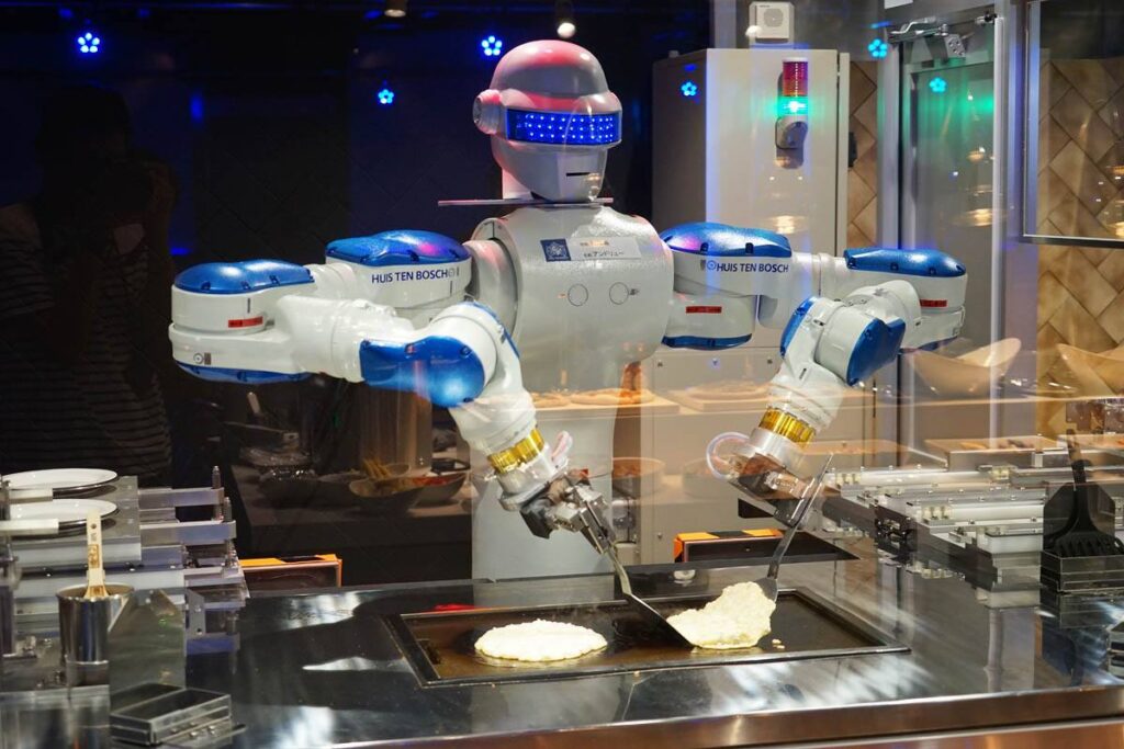 Chef robô faz okonomiyaki no Japão huistenbosch_robo