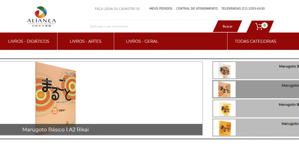homepage da Livraria Virtual da Aliança