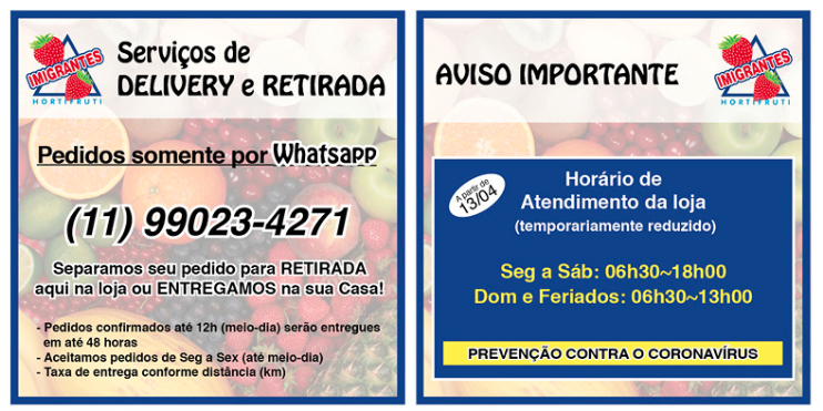 delivery produtos japoneses Hortifruti Imigrantes